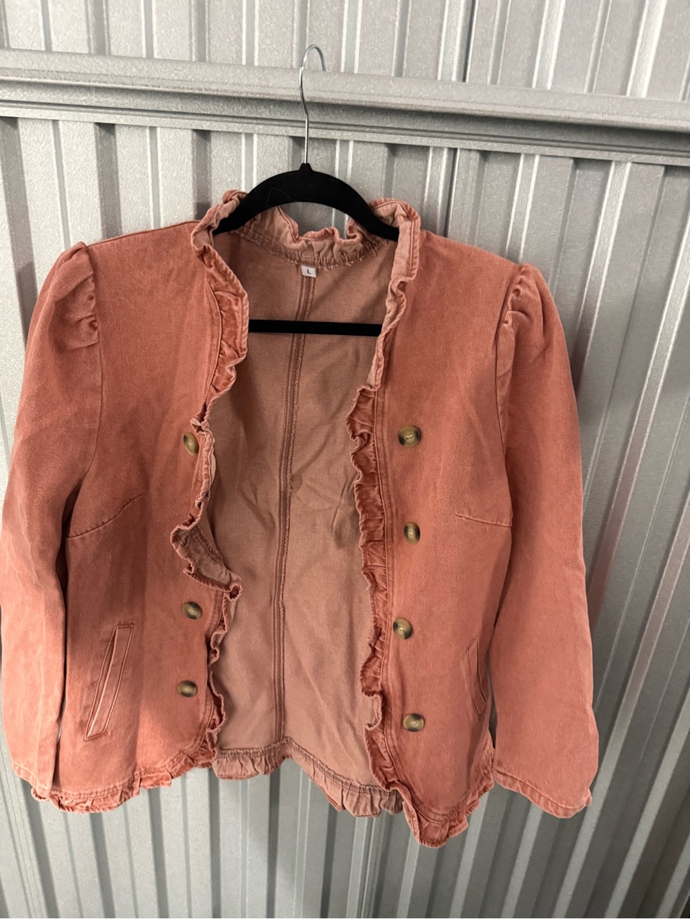 Women's Dusty Rose Ruffle Jacket - Picture 2 of 3